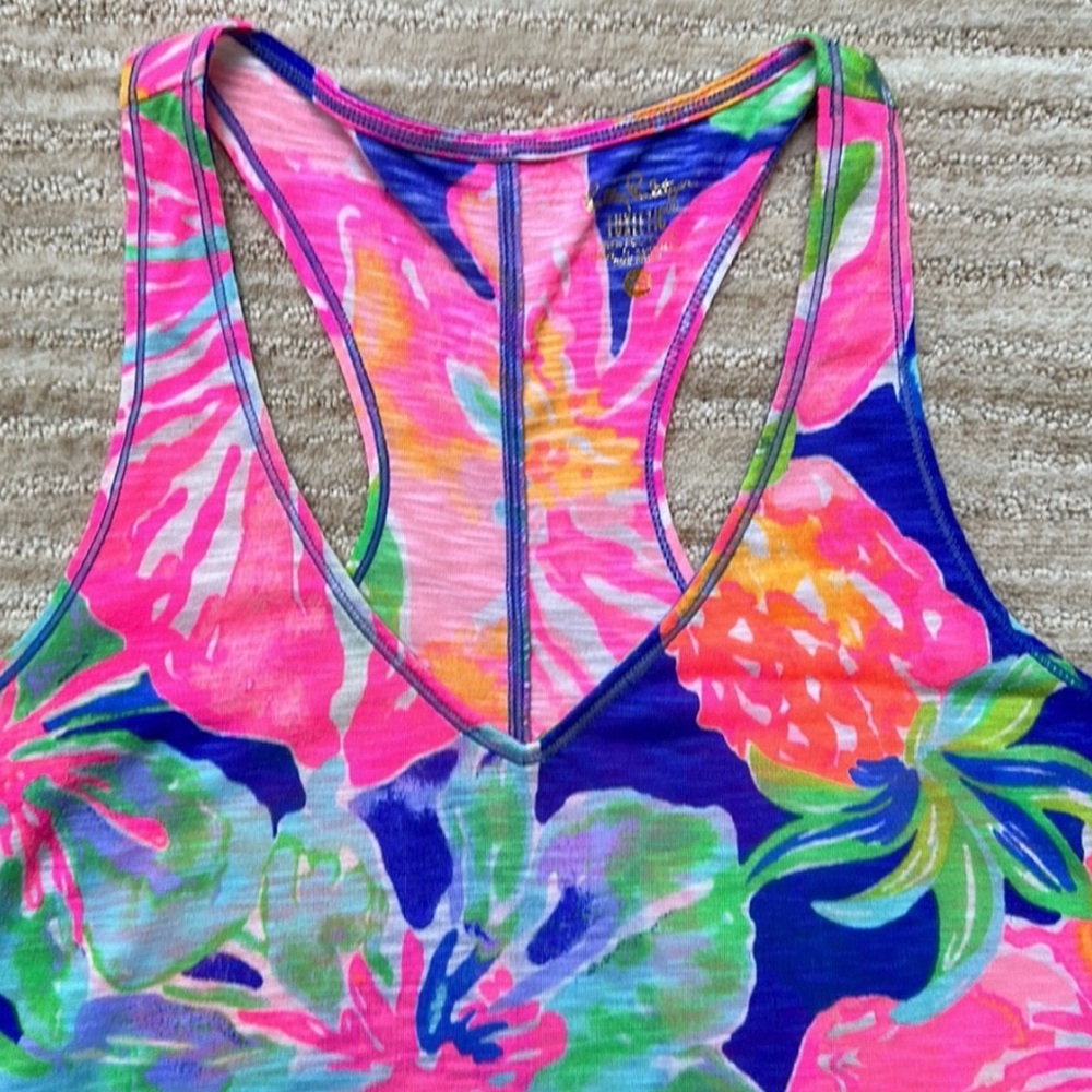 Lilly Pulitzer Women’s Luxletic Anisa Tank Top In Beckon Blue Jungle Utopia L - Picture 4 of 11